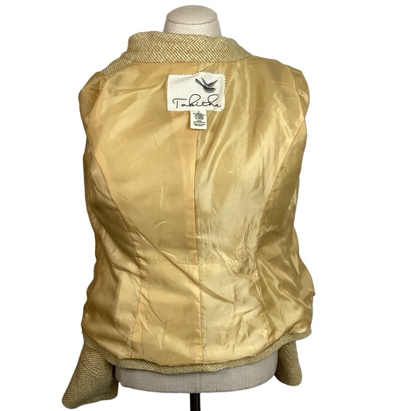 Tabitha Wool Blend Herringbone Blazer Gold Womens 8 - Picture 6 of 13